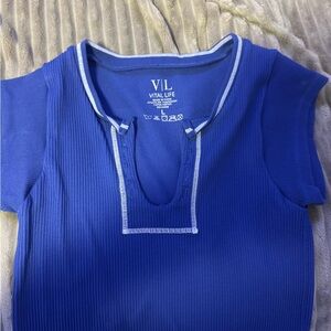 Women's Royal Blue Ribbed Crop Top